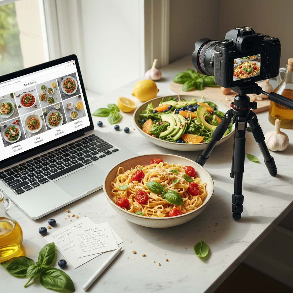 Food-Fotos werden für Blog, Instagram und Lieferplattformen stapelweise skaliert