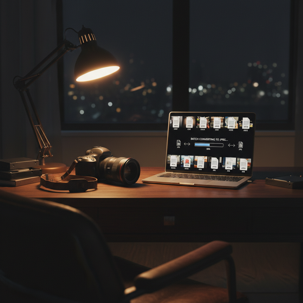 摄影师工作区正在批量将RAW照片转换为JPEG