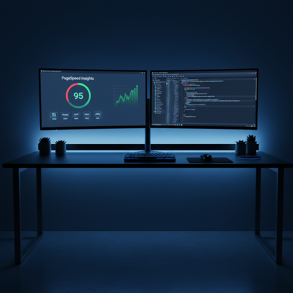Développeur web optimisant les images pour PageSpeed avec la conversion par lots