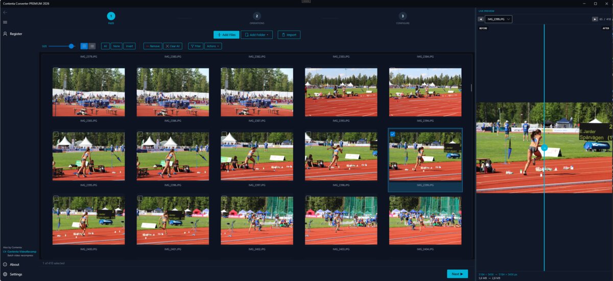 Contenta Converter — batch photo conversion interface