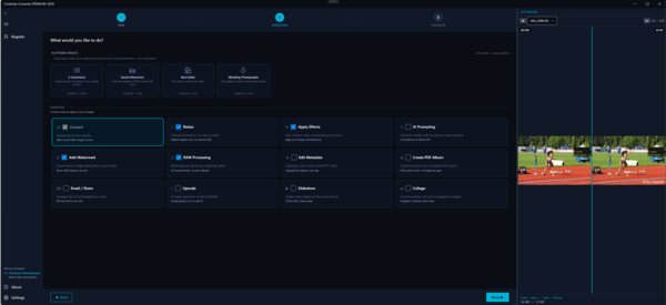 Contenta Converter — operations selection